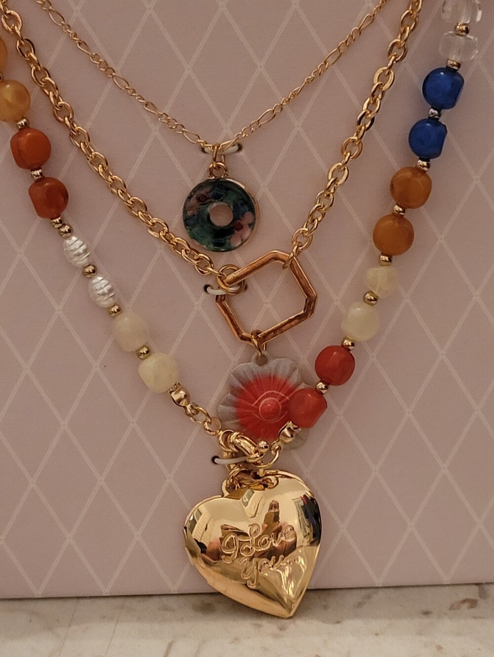 Gold Heart Locket Pendant Necklace - "I Love You" LOCKET - LARGE New!